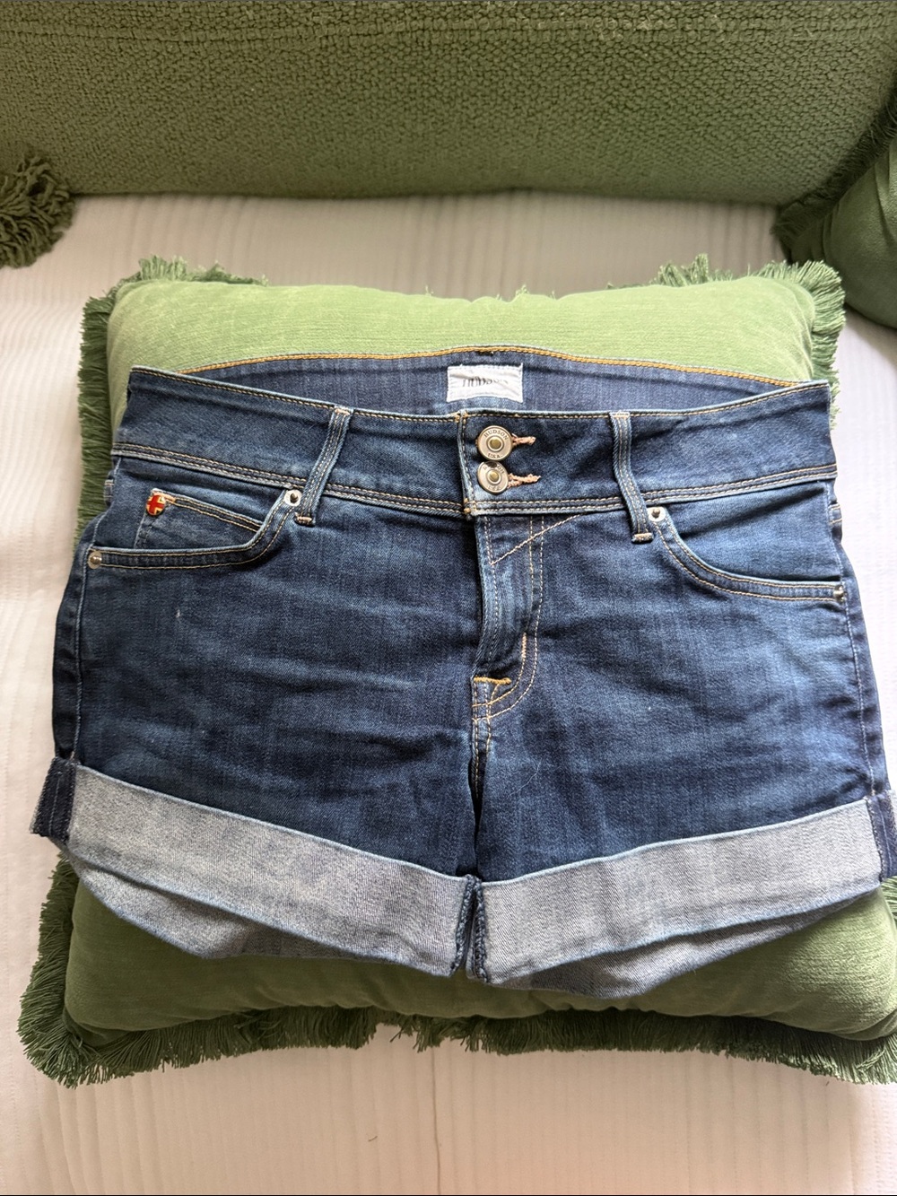 Hudson Jeans Dark Blue Roll-Cuff Denim Shorts